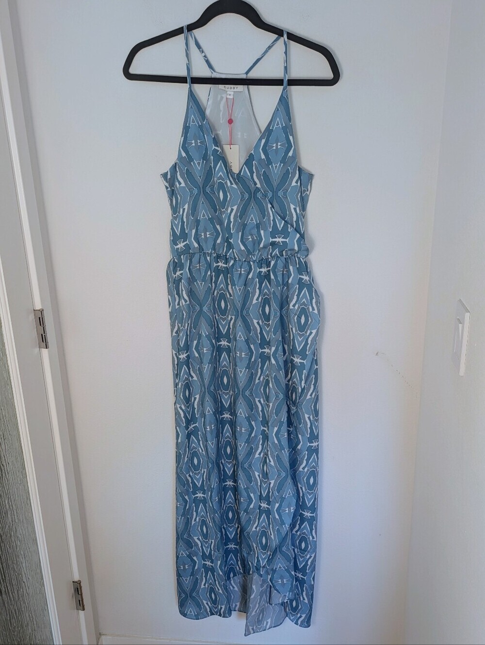 Cuddy Riley Sleeveless Tank Maxi Dress Sz S Blue White Summer Beach Coastal New